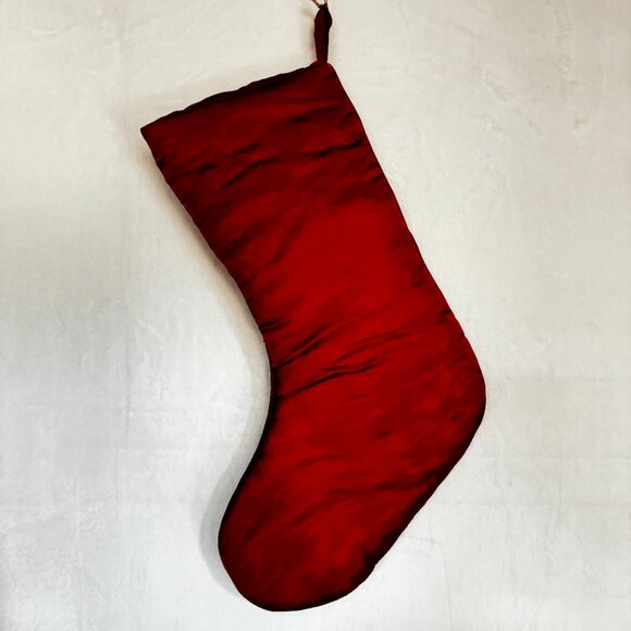 Pier 1 Imports 16" Elegant Red Satin Golden Embroidered Christmas Stocking - Picture 3 of 4